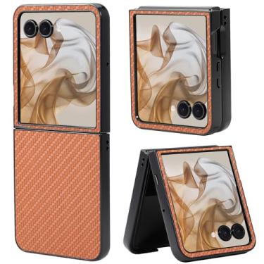 Imagem de Fourmor Capa para Motorola Razr Ultra 2025 - Capa protetora à prova de choque com padrão de fibra | Cobertura total | Design leve e antiimpressões digitais