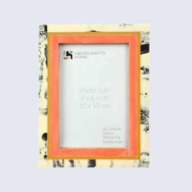 Imagem de Handicrafts Home Moldura de tinta abstrata de 10 x 15 cm, incrustado de resina decorativo feito à mão para decoração vintage e boho - suporte de mesa ou parede para sala de estar, mesa de escritório