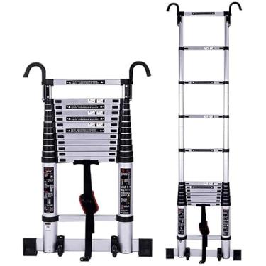 Imagem de Escadas, escada telescópica com barra estabilizadora e ganchos, carga máxima de 150 kg Telesextension de alumínio para uso doméstico/7 m