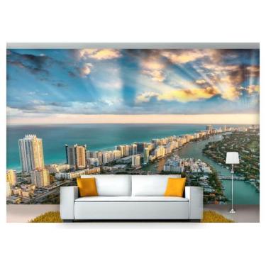 Imagem de Papel De Parede Cidade Prédios Céu Sol 3D Ncd139 - Você Decora