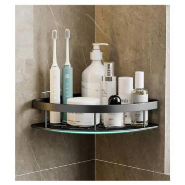 Imagem de Prateleira Multiuso de Canto em L, Alumínio, Preto, 21x28x5cm, 2 Unidades