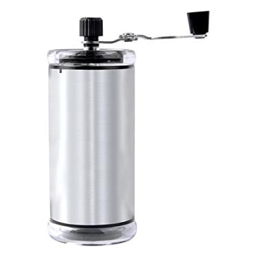 Imagem de Moedor de Café Manual Moinho Grãos Multipropósito Temperos com Espessura Ajustável Cabo Aço Inoxidável Alongado Depósito Pó Transparente para Casa e Exterior