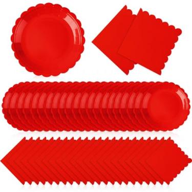 Imagem de Tiangrid 120 peças de pratos de papel e guardanapos suprimentos de festa descartáveis a granel pratos recortados de 17 cm guardanapos de coquetel para casamento nupcial chá de bebê decorações de