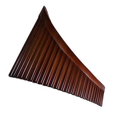 Imagem de Flauta de panela de 22 tubos feita à mão de bambu amargo instrumento de sopro flauta com suporte inferior (cor: direito_tecla G)