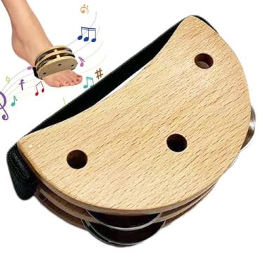 Imagem de Pandeiro de pés, Pandeiros de pés para adultos - Percussão de pandeiro com batidas de pés | Abanadores de percussão de pé com sino de metal, conjunto de tambor de pé, instrumento musical para