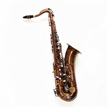 Imagem de Saxofone profissional B Saxofone tenor plano/instrumento de sopro cobre nu retro saxofone iniciante teste de desempenho kit para iniciantes e saxofone de latão