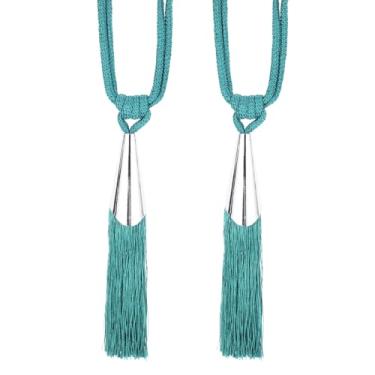 Imagem de PATIKIL Laços de borla de cortina, pacote com 2 cordas de 71 cm com borla, cordão decorativo feito à mão para casa, café, escritório, azul celeste