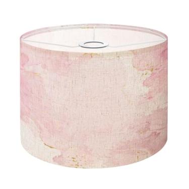 Imagem de Abajur 1 pacote com design de pintura fluida aquarela rosa blush sombras de tambor rosa empoeirado para abajur de mesa, abajures de substituição de abajures, fácil montagem necessária