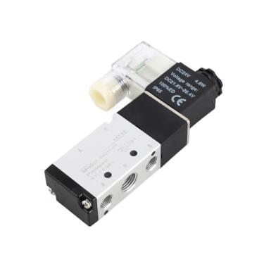 Imagem de ZJchao Válvula Solenóide Pneumática de 2 Posições e 5 Vias, Válvula Solenóide de Liga de Alumínio Durável para Controle de Fluido de Nitrogênio de Ar, Aplicações de Automação (4V210-08-DC24V)