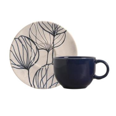Imagem de Conjunto com 6 Xícaras de Chá com Pires Coup Stoneware New Blue 220ml 