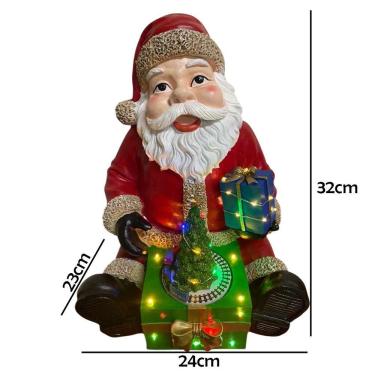 Imagem de Papai Noel Arvore Natal Natalino Trem Giratorio Som Led Decoraçao Mesa Estante Loja Casa Evento Festa Vitrine Fim De Ano