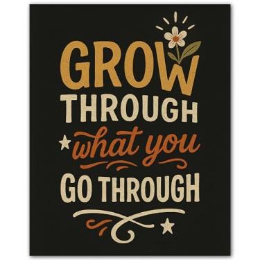 Imagem de Grow Through What You Go Through - Pôster motivacional - Arte de parede com citação inspiradora para escritório, sala de aula, academia, casa - Impressão sem moldura 20 x 25 cm
