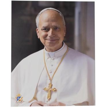 Imagem de VILLAGE GIFT IMPORTERS Retrato oficial do Papa Leão XIV | Impressão de arte religiosa sem moldura de 20 cm x 25 cm | Foto para casa católica, sala de aula e igreja | Impresso na Itália