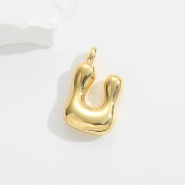 Imagem de Bandfol 3 peças de berloques de bolsa, chaveiro com inicial de bolha dourada para mulheres, porta-malas, berloques e letras (OURO-U)