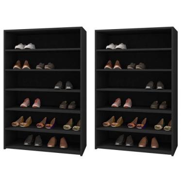 Imagem de Kit 02 Armários Multiuso Sapateira Laís 5 Prateleiras Preto - Desk Des
