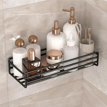 Imagem de Kit 2 Prateleiras com Adesivo Forte para Parede | Organizador de Banheiro e Cozinha | Suporte para Shampoo e Sabonete Sem Furos(1 Prateleira Reta (Nao Kit)))