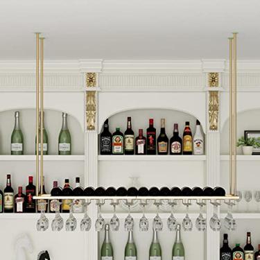 Imagem de APUM Suporte de taça de vinho para pendurar para teto, suporte de garrafa de vinho, cozinha, restaurante, bar, prateleira de exibição de vinho de cabeça para baixo, prateleira de exibição de