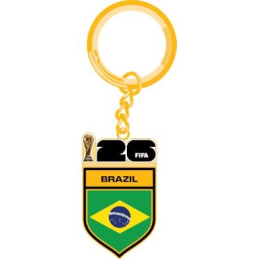 Imagem de HONAV Chaveiro Copa do Mundo FIFA Brasil 2026 – Acessório de futebol oficialmente licenciado, presente de lembrança colecionável para fãs, chaveiro de metal durável para chaves, bolsas, mochilas e