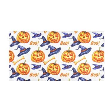 Imagem de Burbuja Tapete de corredor aquarela elementos de Halloween tapete de cozinha antiderrapante tapete de borracha para corredor, quarto, sala de estar, decoração de entrada, lavável na máquina, 51 x 99