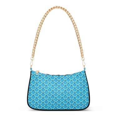 Imagem de CEBUGI Bolsas transversais femininas bolsa de ombro azul cintilante bolsa clutch elegante com alça de corrente