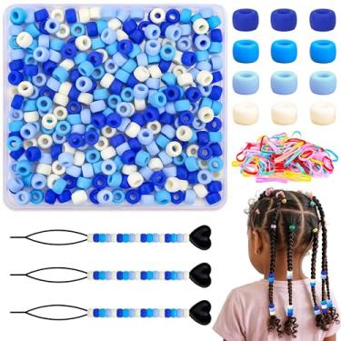 Imagem de AUREHEN Kit de 200 contas de pônei de silicone para trançar com caixa de armazenamento, 100 peças de elásticos de borracha e 3 ferramentas de contas, contas de cabelo macias a granel para acessórios