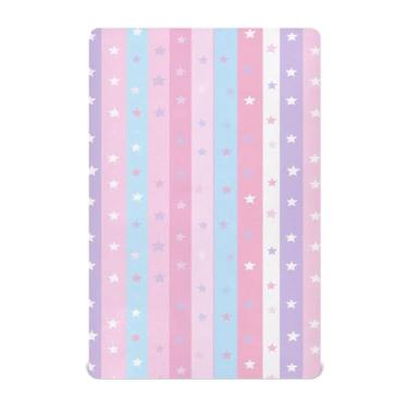 Imagem de STAYTOP Lençol de berço colorido com listras estrelas, para meninos e meninas, lençol com elástico para berço padrão e colchão infantil, de microfibra supermacia, 99 x 68 x 12 cm
