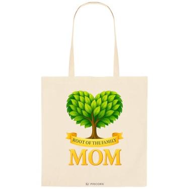 Imagem de Phicorn Bolsa Mom – Design Raiz da Família, Bolsa de Lona de Algodão Colorida, Presente Perfeito para o Dia das Mães para a Mãe, Sacola de Compras Reutilizável