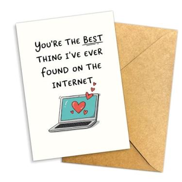 Imagem de You're the Best Thing I've Found on the Internet Card Cute Laptop Design Engraçado Romântico Amor Saudação para Namorado Namorada Marido Esposa Doce Aniversário Cartão de Dia dos Namorados 14 x 20 cm