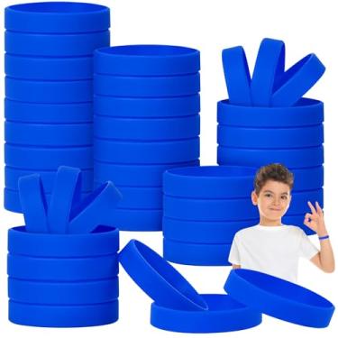 Imagem de LVNRIDS Pulseiras de silicone para crianças, 40 peças, pulseiras de borracha esportivas, pulseiras elásticas para escola, professores, suprimentos, azul