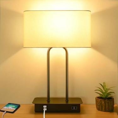 Imagem de Candeeiro de mesa BeSlowe 28x41cm Touch Dimmable 2 USB 120V