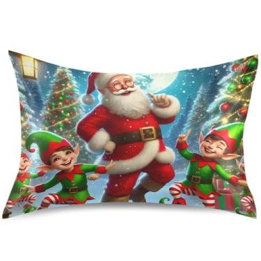 Imagem de Capas de almofada de cetim de Papai Noel, padrão padrão Queen King, tamanho padrão, 66 x 50 cm