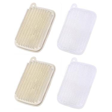 Imagem de 4 peças de escova de limpeza de vegetais, escova de limpeza antiderrapante, adequada para batatas, cenouras e frutas - conjunto ergonômico de escovas de limpeza de cozinha, antiderrapante