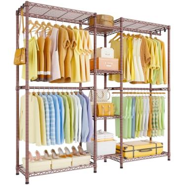 Imagem de Ulif Suporte para roupas E4, suporte para roupas resistentes, sistema de armazenamento independente de metal para organização de roupas pode ser em forma de L com prateleiras e cabides, carga máxima