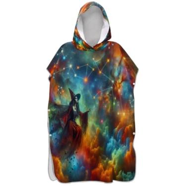 Imagem de Joisal Roupão para adultos poncho de surfe toalha de banho com capuz plus size nuvens de bruxa unissex poncho adulto com capuz
