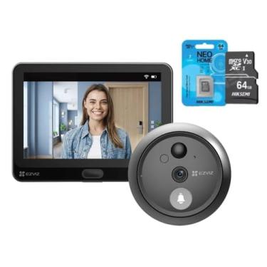 Imagem de Campainha Inteligente HP4 com Olho Mágico Wi-Fi, Visor Interno FULL HD e Cartão 64GB - Visão Noturna