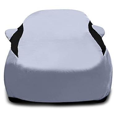 Imagem de Capa para carro Titan leve tamanho médio SUV (Silver Streak) para Ford Explorer, Jeep Grand Cherokee e mais. Capa impermeável mede 51 cm e inclui um zíper de porta do lado do motorista.