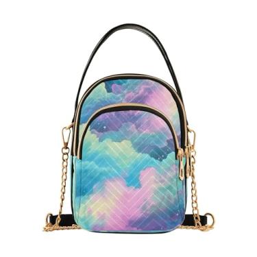 Imagem de Abóboras e folhas em bolsa de ombro preta com zíper, transversal feminina, bolsa transversal para mulheres, Clouds and Stars in the Sky-2, One Size