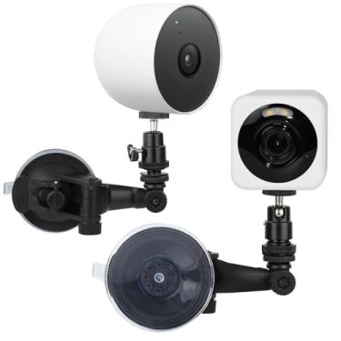 Imagem de Suporte de ventosa para câmera compatível com Google Nest Cam (bateria), Wyze Cam V4, Wyze V3, suporte de ventosa, suporte para janela da câmera, pacote com 2 (assista ao vídeo antes de usar)