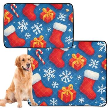 Imagem de Meia vermelha de Natal, floco de neve, lavável, almofadas de xixi para cães, reutilizáveis, absorventes para cães, treinamento, penico, impermeável, para cães, fofo, pequeno x pacote com 3