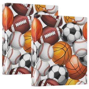Imagem de Fichários de bolas esportivas personalizadas para bolas de basquete, 3 cm, 3 anéis, 200 folhas, fichário de prancheta, anel redondo, 31,5 x 27 x 6 cm, pacote com 2