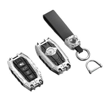 Imagem de Capa de metal para chave de carro com 2/3/4 botões, chaveiro compatível com Toyota Camry CHR Corolla RAV4 Avalon Land Cruiser Prado Prius 2017-2022(4 Buttons Silver)