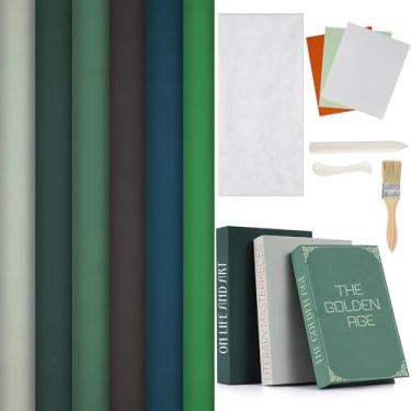 Imagem de Feifeiya Kit de 6 peças de pano para encadernação de livros, encadernação de livros 40,6 cm x 89,5 cm, superfície de tecido com suporte de papel, 3 folhas de vinil de ferro, ferramenta de reparo de