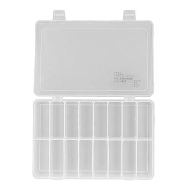 Imagem de Caixa de peças com 16 compartimentos, recipiente organizador de armazenamento de plástico transparente ajustável para joias, equipamento de pesca, miçangas, nozes, material PP