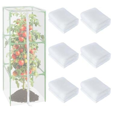 Imagem de ZeeDix Rede de pássaros para gaiola de tomate de jardim, pacote com 6, gaiola de malha de jardim, árvore frutífera, arbusto, mirtilo, trepadeira, rede de cobertura, rede de jardim, persiana de caça