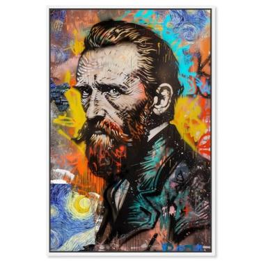 Imagem de Art Remedy Arte pop em tela de retrato urbano de noite estrelada, moldura branca, 25,4 cm x 38,1 cm