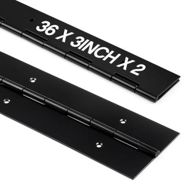 Imagem de Zonon Pacote com 2 dobradiças de piano resistentes 91 x 7 cm de largura, 0,060 cm de espessura, dobradiça contínua de piano de aço inoxidável 201 para armário, porta, caixa de ferramentas, caixa de