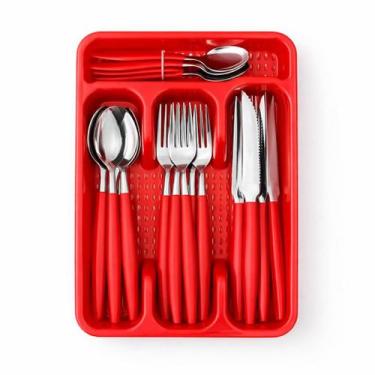 Imagem de Faqueiro Conjunto Inox 17 Peças com Porta Talheres Cozinha - Ogle, Ver