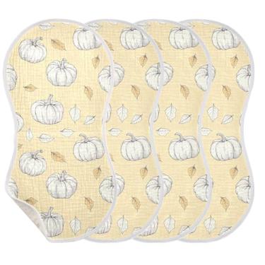 Imagem de Wassud Simple Line Panos de musselina de musselina para bebês pacote com 4 babadores de algodão toalha de rosto absorventes e panos macios para arrotos para meninos e meninas recém-nascidos