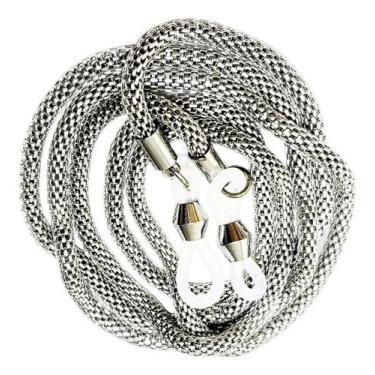Imagem de 1 Corrente Metal Armação Óculos Cordão Correntinha Gancho Preta solar 