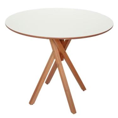 Imagem de Mesa de Madeira Redonda D90cm x A75cm Jantar Café Varanda - June - Piz